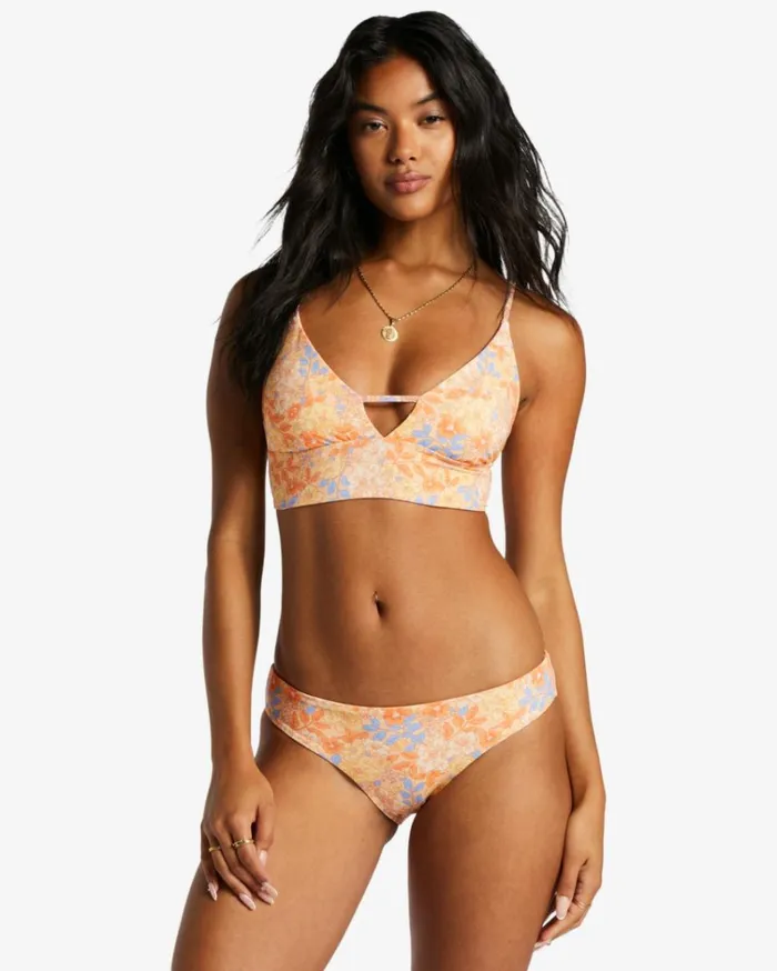 Fine By Me Reversible VNeck Bikini Top Light Melon Women Billabong Bikinis