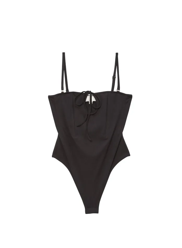Fleur Du Mal Bodysuits Women Convertible Front Tie Bodysuit Black Fleur Du Mal Bodysuits Women Convertible Front Tie Bodysuit Black