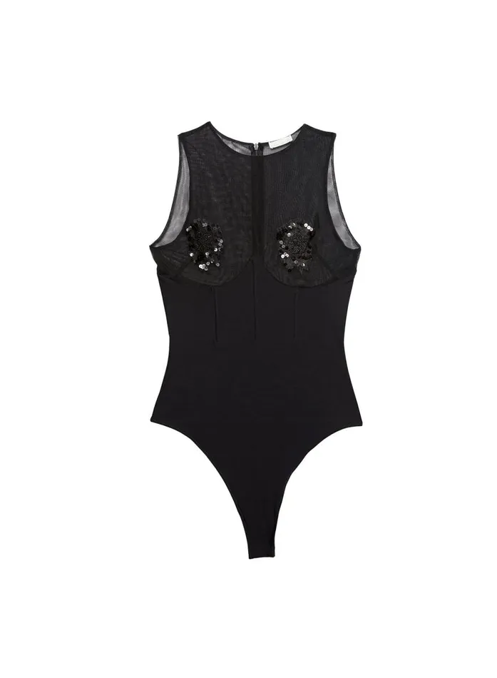 Fleur Du Mal Bodysuits Women Embellished Cup Bodysuit Black Fleur Du Mal Bodysuits Women Embellished Cup Bodysuit Black