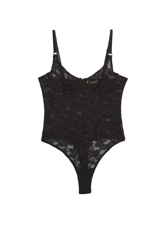 Fleur Du Mal Bodysuits Women Le Stretch Lace Bodysuit Black Fleur Du Mal Bodysuits Women Le Stretch Lace Bodysuit Black