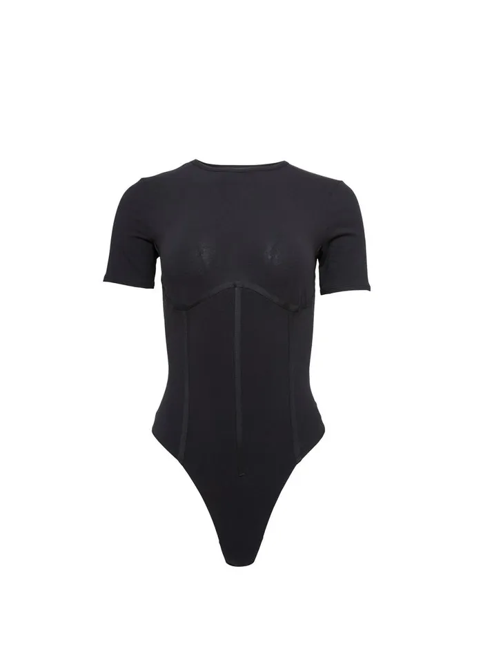 Fleur Du Mal Bodysuits Women Organic Cotton TShirt Bodysuit Black Fleur Du Mal Bodysuits Women Organic Cotton TShirt Bodysuit Black