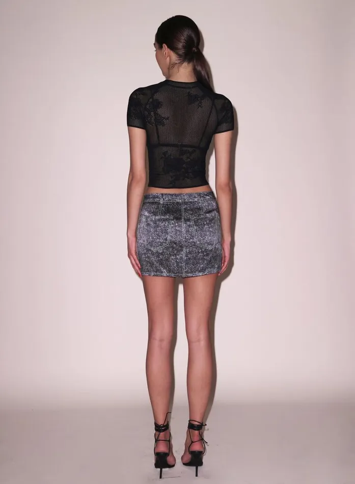 Fleur Du Mal Bottoms Women Acid Wash Silk Mini Grey Acid Wash Fleur Du Mal Bottoms Women Acid Wash Silk Mini Grey Acid Wash