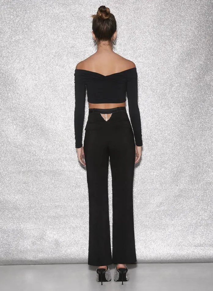 Fleur Du Mal Bottoms Women Crystal Cutout Pant Black Fleur Du Mal Bottoms Women Crystal Cutout Pant Black