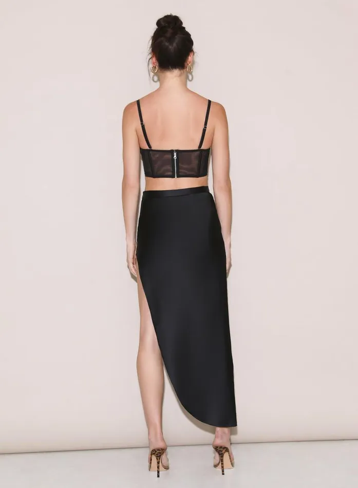 Fleur Du Mal Bottoms Women High Slit Skirt Black Fleur Du Mal Bottoms Women High Slit Skirt Black