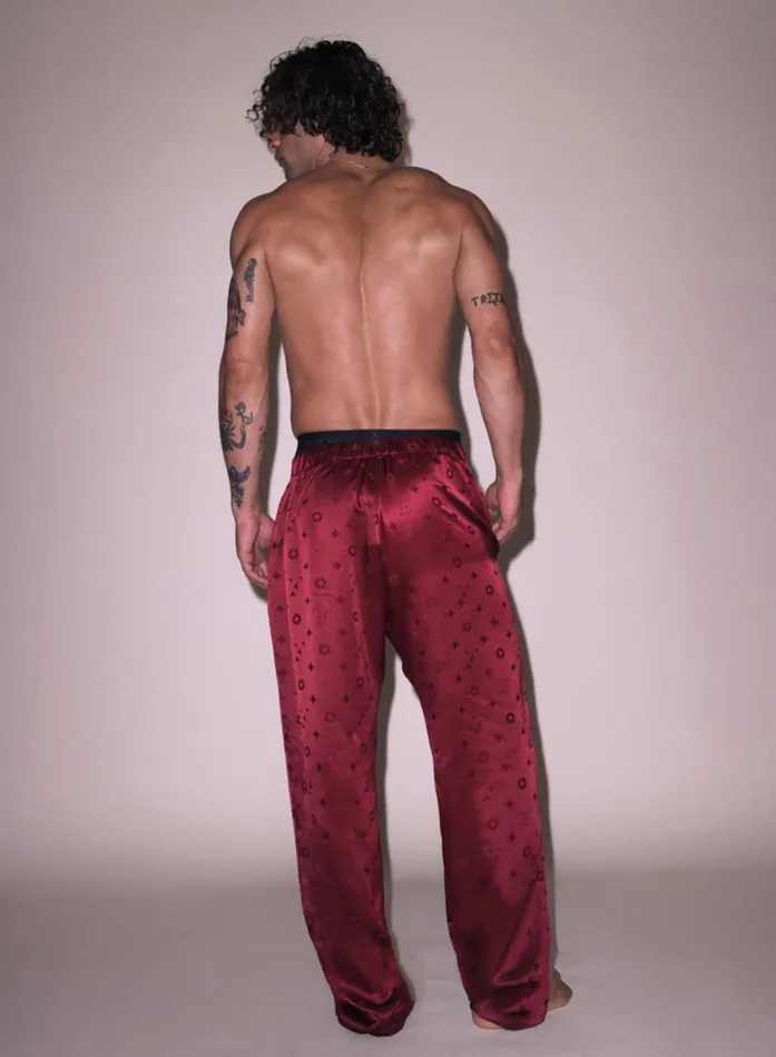 Fleur Du Mal Bottoms Women Men039s Silk Jacquard PJ Pant Barolo Fleur Du Mal Bottoms Women Men039s Silk Jacquard PJ Pant Barolo