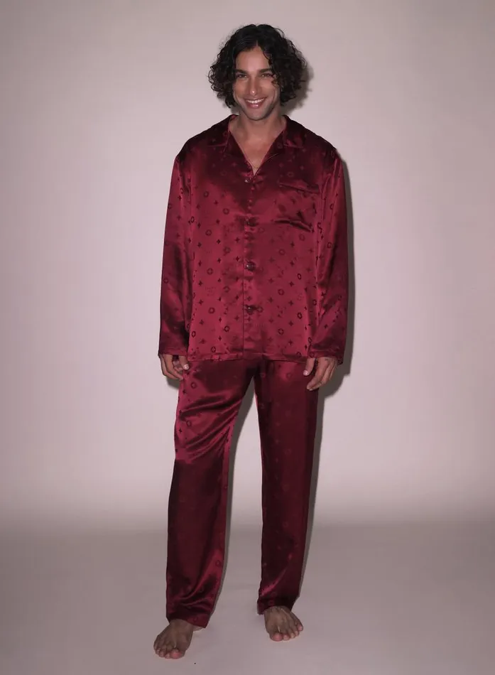 Fleur Du Mal Bottoms Women Men039s Silk Jacquard PJ Pant Barolo Fleur Du Mal Bottoms Women Men039s Silk Jacquard PJ Pant Barolo