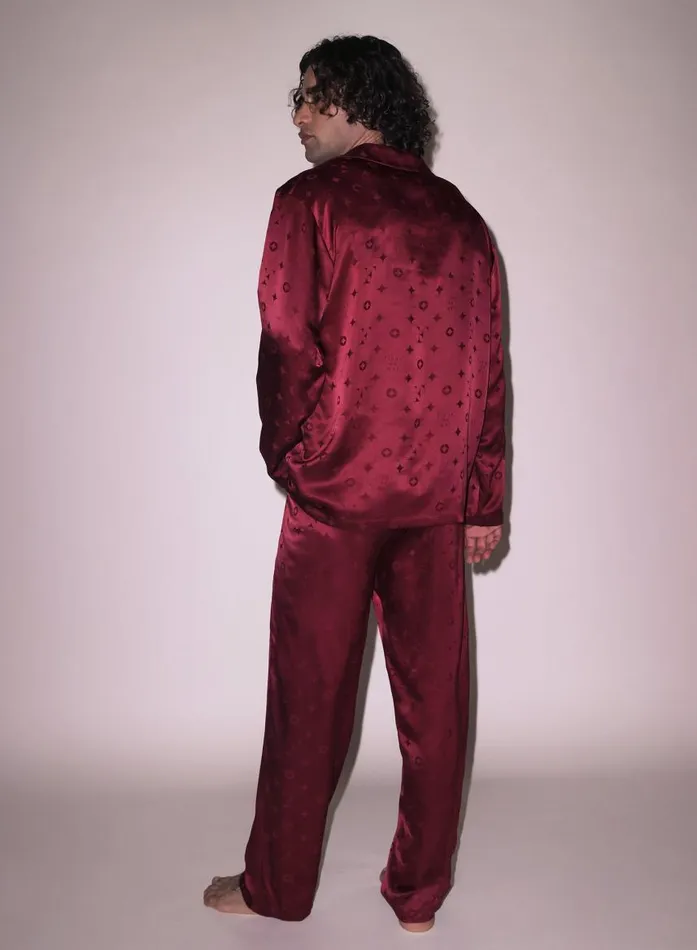 Fleur Du Mal Bottoms Women Men039s Silk Jacquard PJ Pant Barolo Fleur Du Mal Bottoms Women Men039s Silk Jacquard PJ Pant Barolo