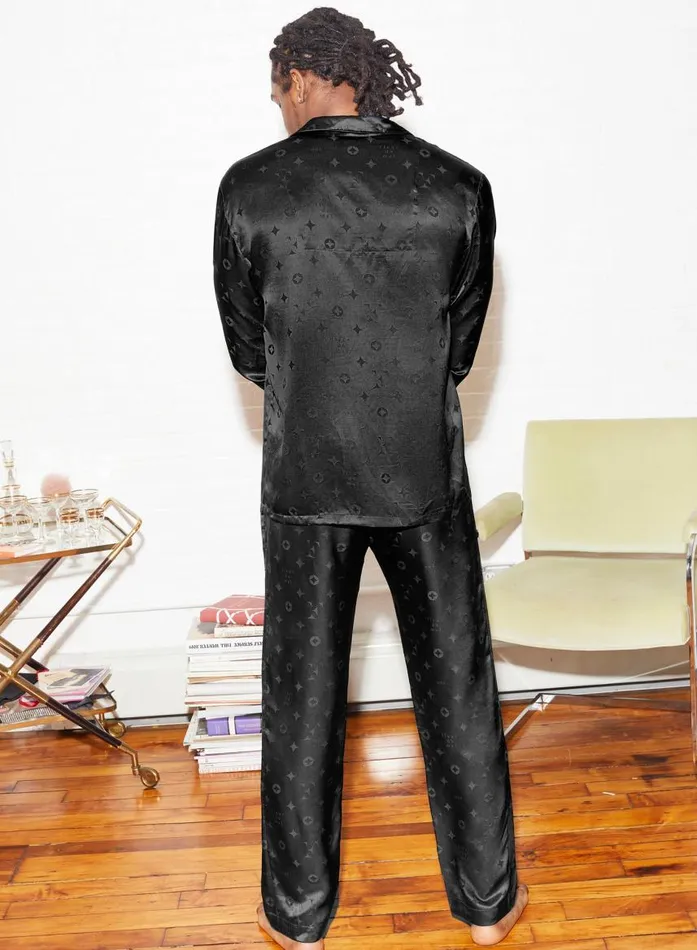 Fleur Du Mal Bottoms Women Men039s Silk Jacquard PJ Pant Black Fleur Du Mal Bottoms Women Men039s Silk Jacquard PJ Pant Black