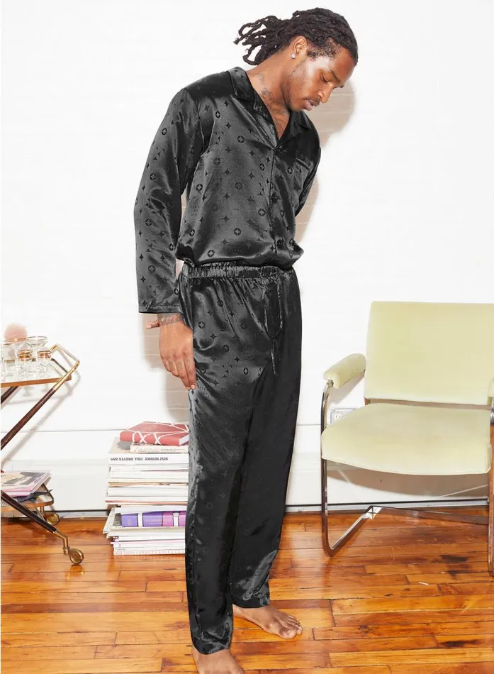 Fleur Du Mal Bottoms Women Men039s Silk Jacquard PJ Pant Black Fleur Du Mal Bottoms Women Men039s Silk Jacquard PJ Pant Black