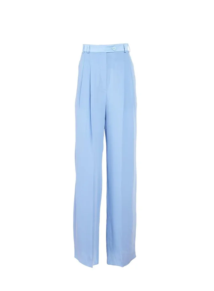 Fleur Du Mal Bottoms Women Silk Georgette Wide Leg Pant Ciel Fleur Du Mal Bottoms Women Silk Georgette Wide Leg Pant Ciel