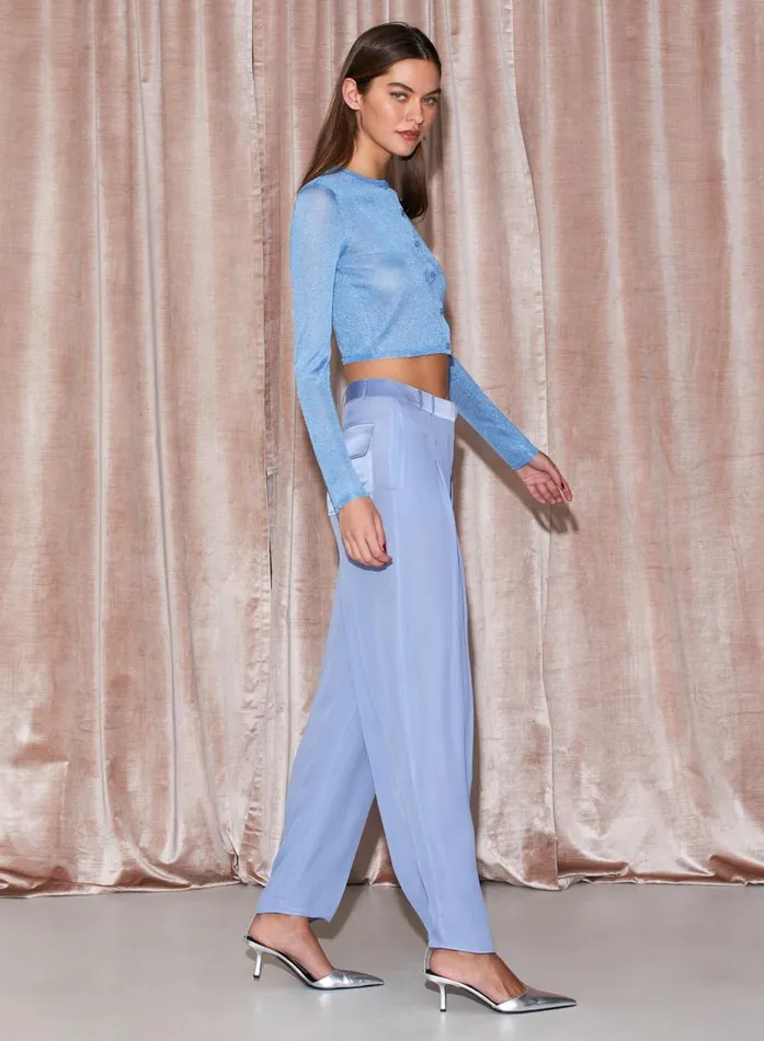 Fleur Du Mal Bottoms Women Silk Georgette Wide Leg Pant Ciel Fleur Du Mal Bottoms Women Silk Georgette Wide Leg Pant Ciel