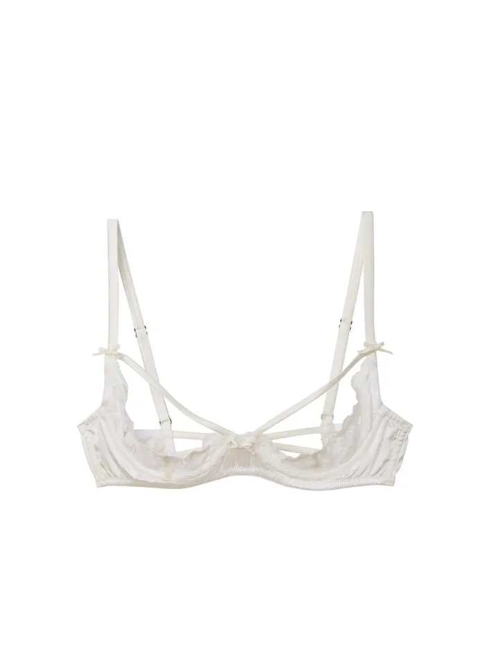 Fleur Du Mal Bridal Women Charlotte Peekaboo Bra Ivory Fleur Du Mal Bridal Women Charlotte Peekaboo Bra Ivory