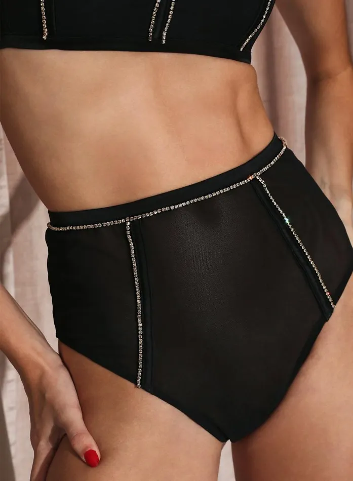 Fleur Du Mal Cheekys and Hiphuggers Women Brilliant High Waist Cheeky Black Fleur Du Mal Cheekys and Hiphuggers Women Brilliant High Waist Cheeky Black