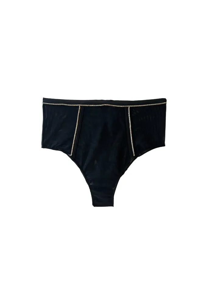 Fleur Du Mal Cheekys and Hiphuggers Women Brilliant High Waist Cheeky Black Fleur Du Mal Cheekys and Hiphuggers Women Brilliant High Waist Cheeky Black