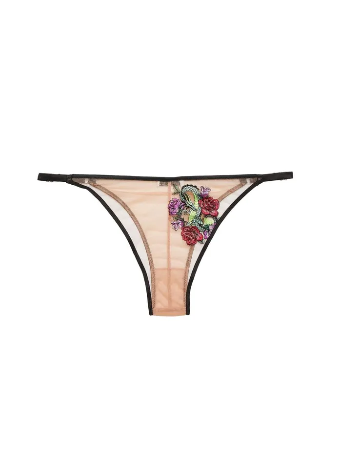 Fleur Du Mal Cheekys and Hiphuggers Women Dragon Embroidery Cheeky Black Fleur Du Mal Cheekys and Hiphuggers Women Dragon Embroidery Cheeky Black