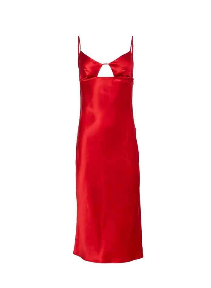 Fleur Du Mal Dresses Women Eco Luxe Keyhole Slip Dress Rouge Fleur Du Mal Dresses Women Eco Luxe Keyhole Slip Dress Rouge