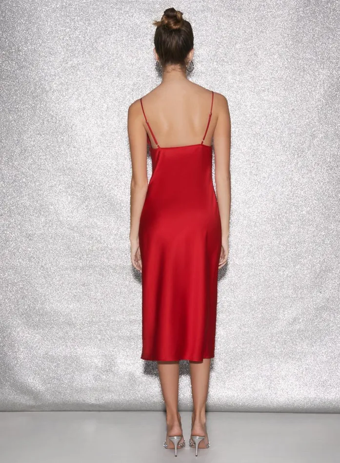 Fleur Du Mal Dresses Women Eco Luxe Keyhole Slip Dress Rouge Fleur Du Mal Dresses Women Eco Luxe Keyhole Slip Dress Rouge