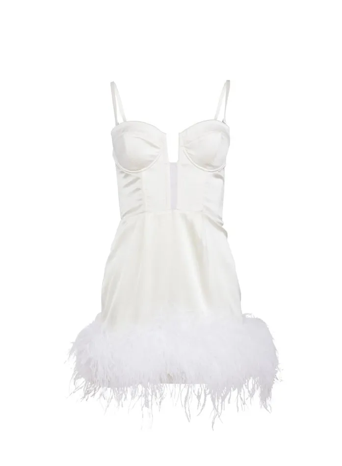 Fleur Du Mal Dresses Women Feather Embellished Bustier Dress Ivory Fleur Du Mal Dresses Women Feather Embellished Bustier Dress Ivory