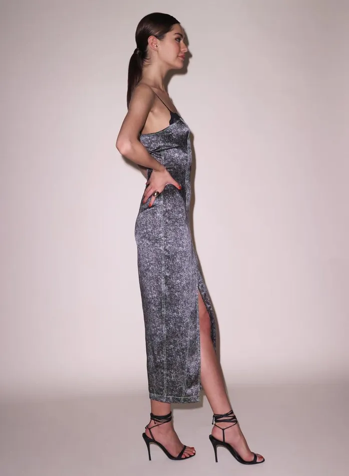 Fleur Du Mal Dresses Women Margaux Maxi Dress Grey Acid Wash Fleur Du Mal Dresses Women Margaux Maxi Dress Grey Acid Wash