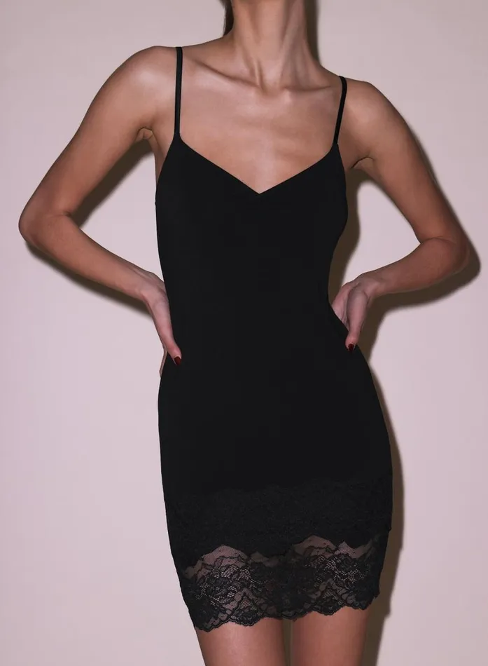 Fleur Du Mal Dresses Women Organic Cotton Slip Dress Black Fleur Du Mal Dresses Women Organic Cotton Slip Dress Black
