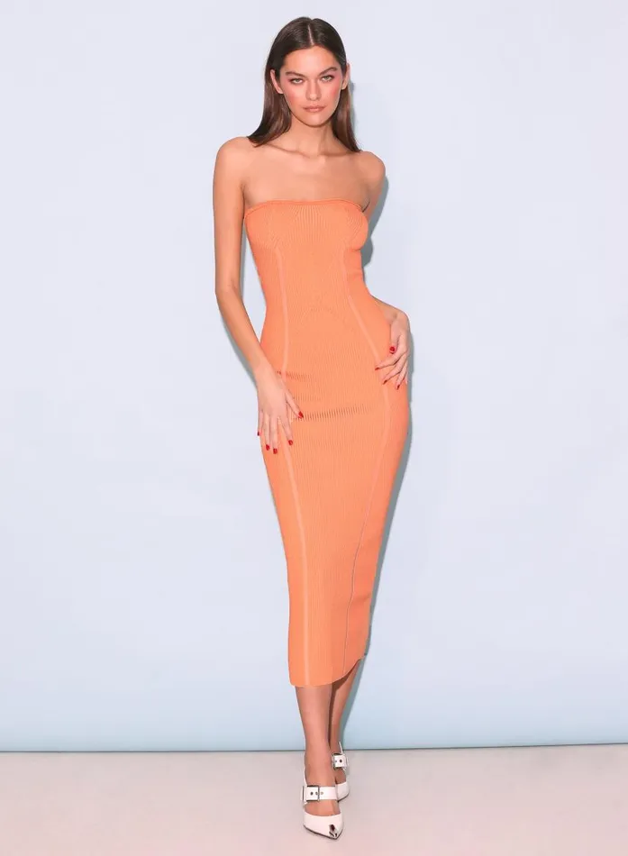 Fleur Du Mal Dresses Women Rib Knit Tube Dress Orange Rib Fleur Du Mal Dresses Women Rib Knit Tube Dress Orange Rib