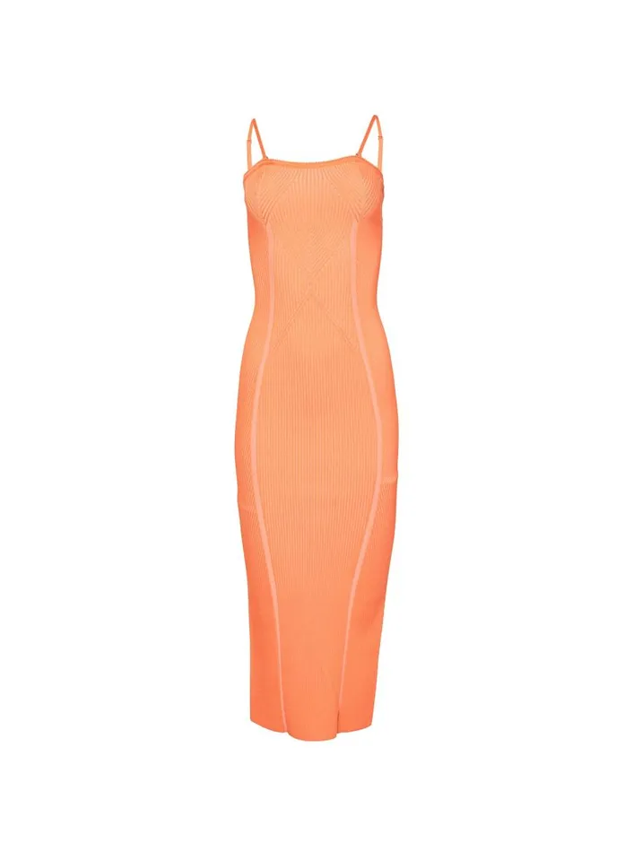 Fleur Du Mal Dresses Women Rib Knit Tube Dress Orange Rib Fleur Du Mal Dresses Women Rib Knit Tube Dress Orange Rib