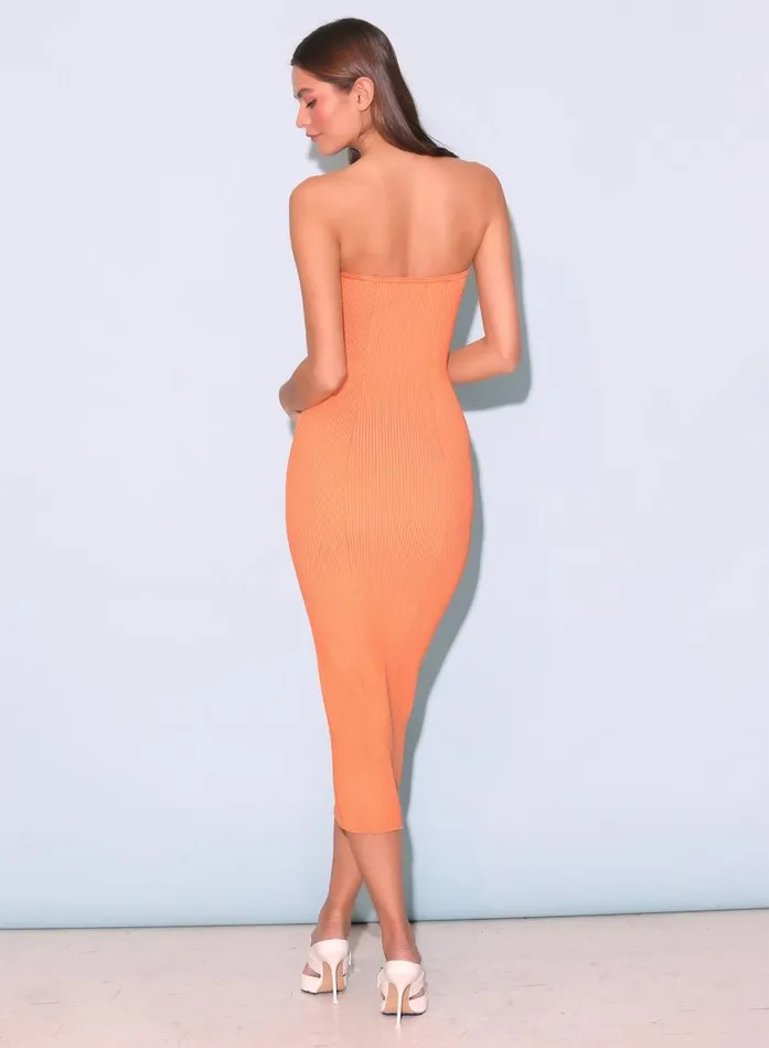 Fleur Du Mal Dresses Women Rib Knit Tube Dress Orange Rib Fleur Du Mal Dresses Women Rib Knit Tube Dress Orange Rib