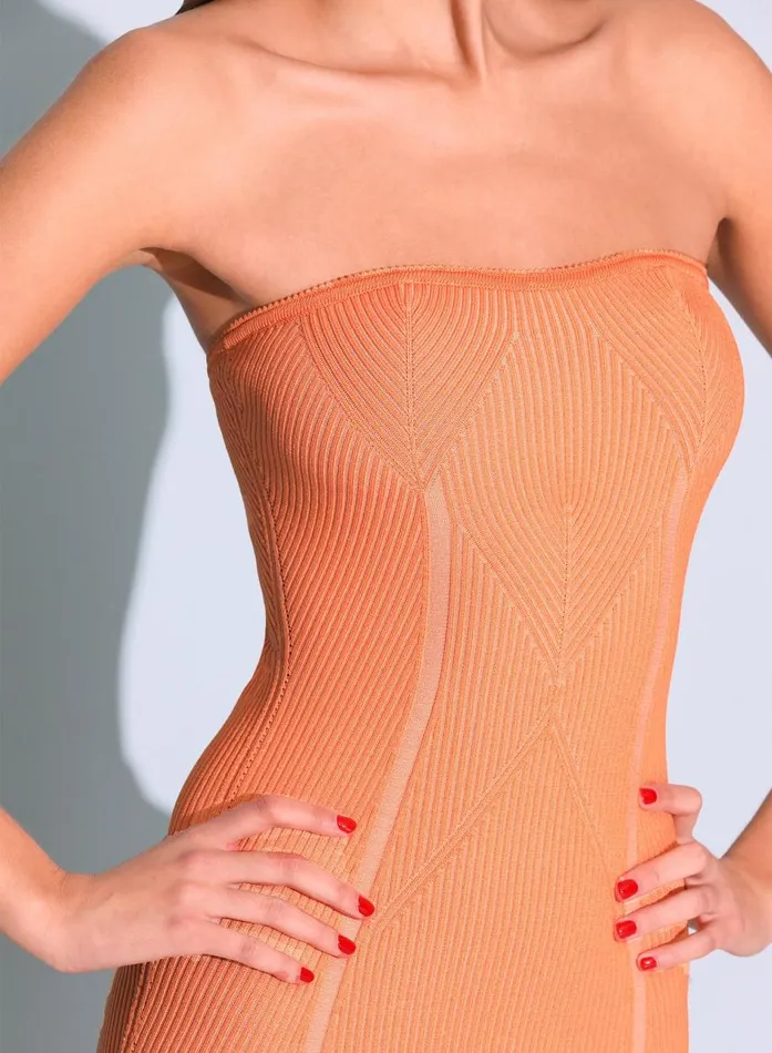 Fleur Du Mal Dresses Women Rib Knit Tube Dress Orange Rib Fleur Du Mal Dresses Women Rib Knit Tube Dress Orange Rib