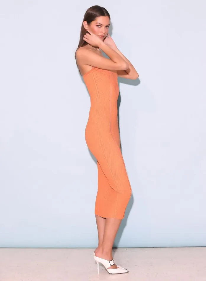 Fleur Du Mal Dresses Women Rib Knit Tube Dress Orange Rib Fleur Du Mal Dresses Women Rib Knit Tube Dress Orange Rib