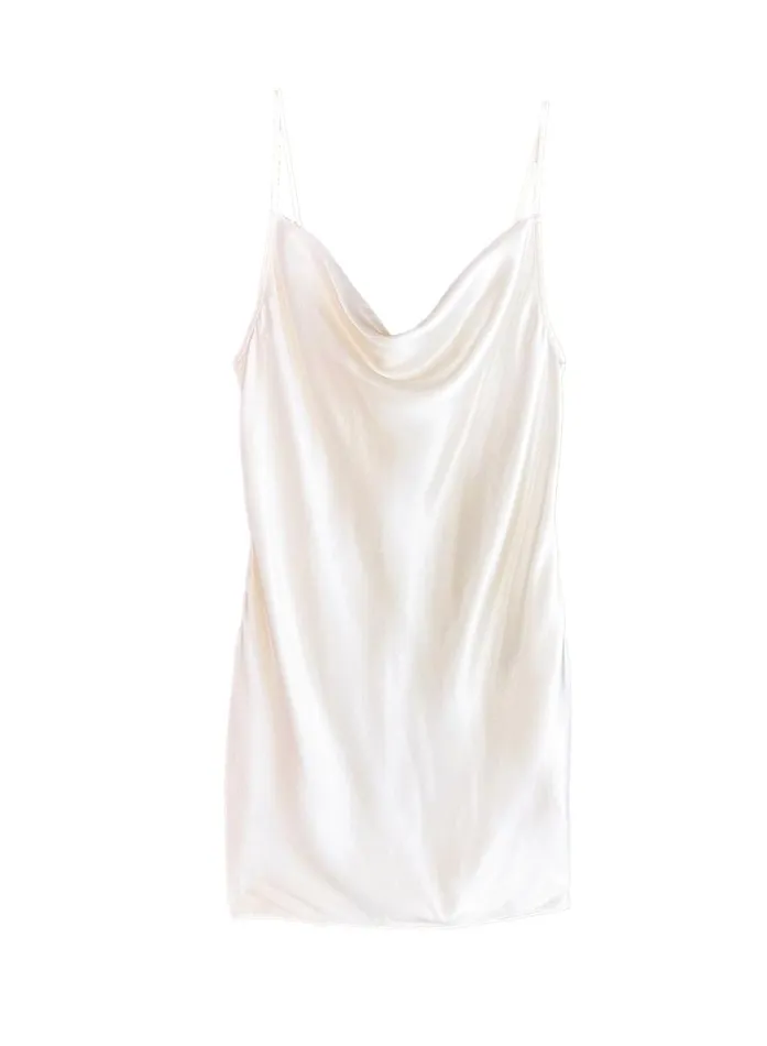 Fleur Du Mal Dresses Women Short Cowl Neck Slip Ivory Fleur Du Mal Dresses Women Short Cowl Neck Slip Ivory