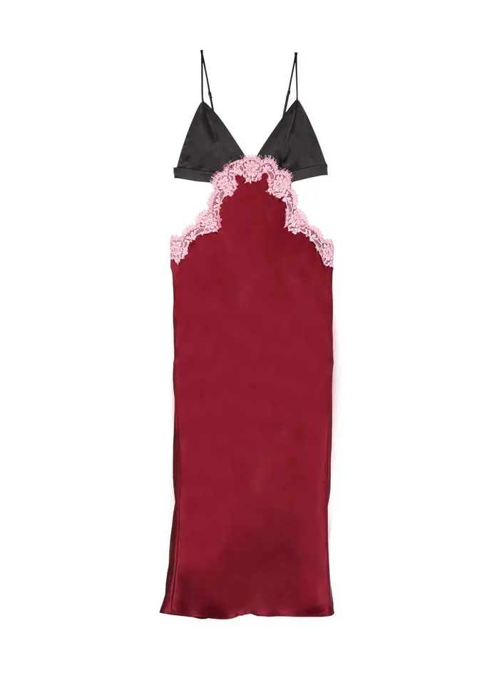 Fleur Du Mal Dresses Women Silk U0026 Lace Cutout Slip Cider Fleur Du Mal Dresses Women Silk U0026 Lace Cutout Slip Cider