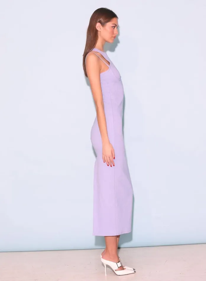 Fleur Du Mal Dresses Women Strappy Ribbed Maxi Dress Lavender Blue Fleur Du Mal Dresses Women Strappy Ribbed Maxi Dress Lavender Blue