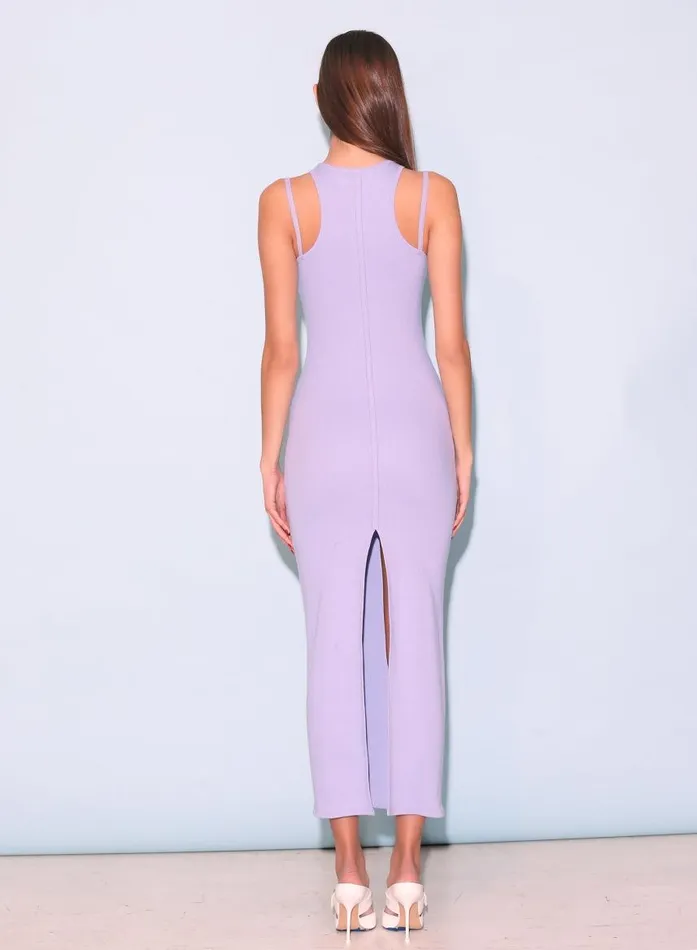 Fleur Du Mal Dresses Women Strappy Ribbed Maxi Dress Lavender Blue Fleur Du Mal Dresses Women Strappy Ribbed Maxi Dress Lavender Blue