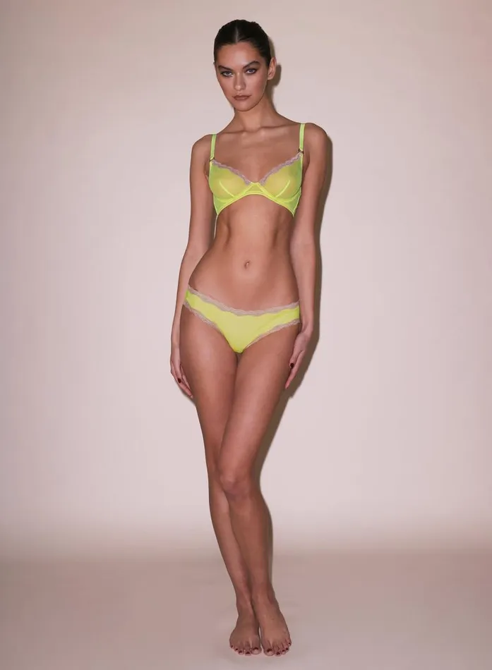 Fleur Du Mal Fuller Cup Bras Women Sheer Tulle Demi Bra Neon Lemon Fleur Du Mal Fuller Cup Bras Women Sheer Tulle Demi Bra Neon Lemon