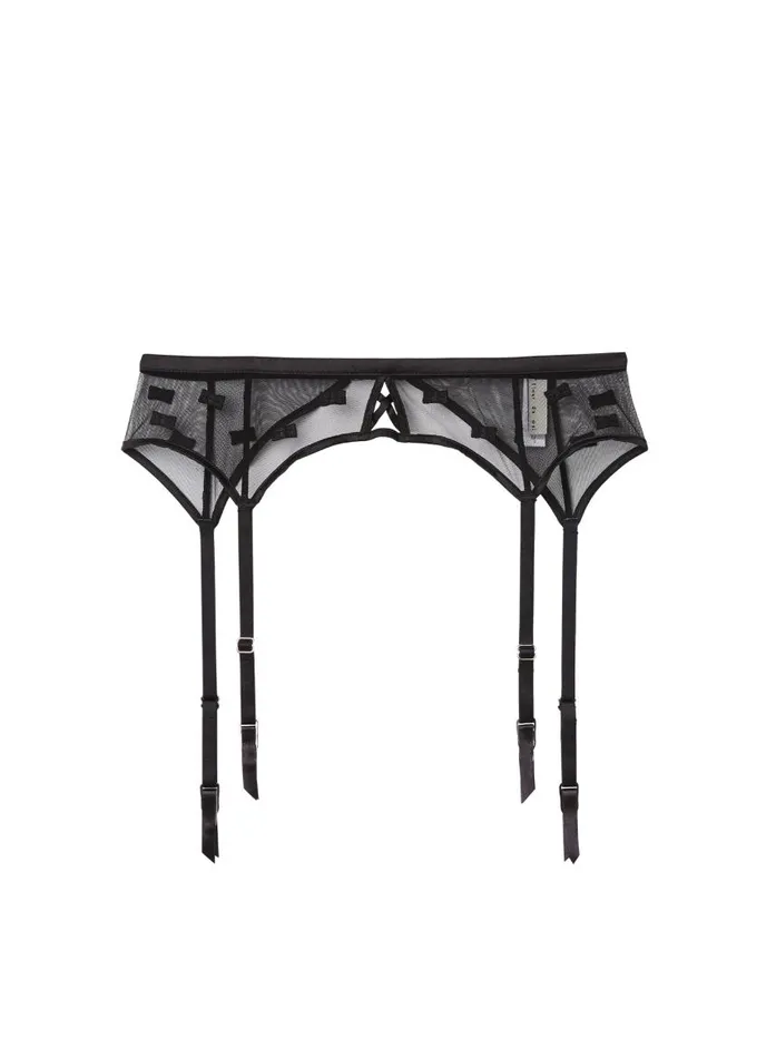 Fleur Du Mal Garters and Belts Women Bow Embroidery Garter Belt Black Fleur Du Mal Garters and Belts Women Bow Embroidery Garter Belt Black
