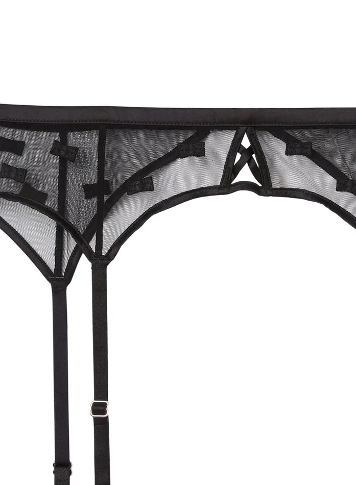 Fleur Du Mal Garters and Belts Women Bow Embroidery Garter Belt Black Fleur Du Mal Garters and Belts Women Bow Embroidery Garter Belt Black
