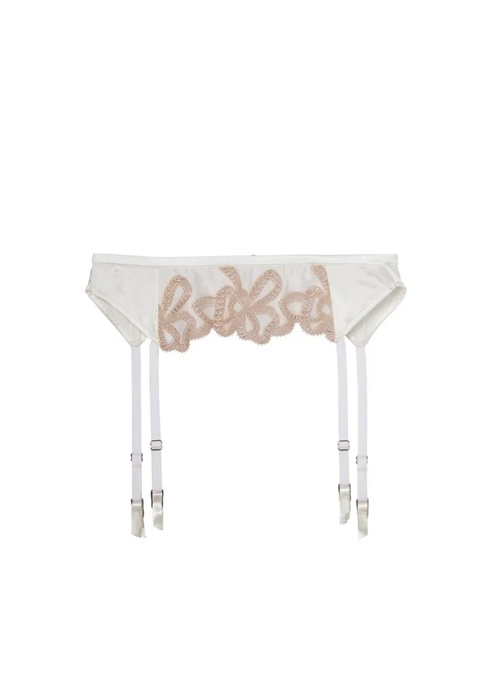 Fleur Du Mal Garters and Belts Women Bow Guipure Embroidery Garter Ivory Fleur Du Mal Garters and Belts Women Bow Guipure Embroidery Garter Ivory