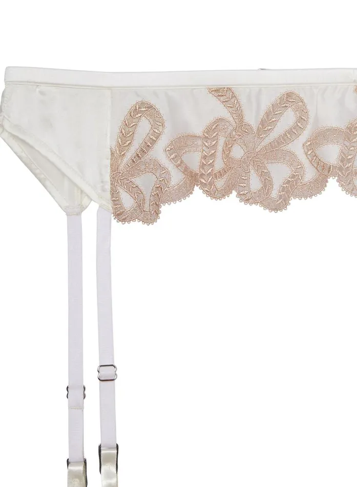 Fleur Du Mal Garters and Belts Women Bow Guipure Embroidery Garter Ivory Fleur Du Mal Garters and Belts Women Bow Guipure Embroidery Garter Ivory