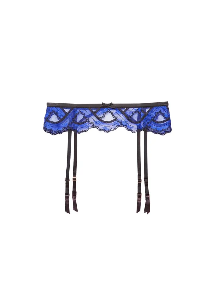 Fleur Du Mal Garters and Belts Women Hendrix Embroidery Garter Electric Blue Fleur Du Mal Garters and Belts Women Hendrix Embroidery Garter Electric Blue