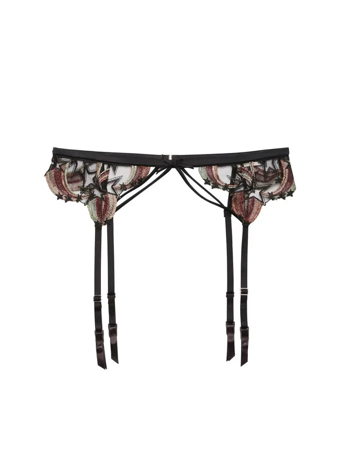 Fleur Du Mal Garters and Belts Women Shooting Star Embroidery Garter Belt Black Fleur Du Mal Garters and Belts Women Shooting Star Embroidery Garter Belt Black