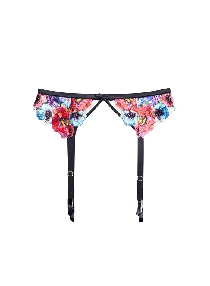 Fleur Du Mal Garters and Belts Women Tuileries Embroidery Garter Multi Fleur Du Mal Garters and Belts Women Tuileries Embroidery Garter Multi