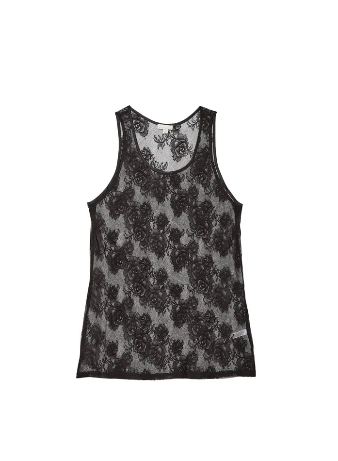 Fleur Du Mal Loungewear Women Unisex Bouquet Lace Tank Black Fleur Du Mal Loungewear Women Unisex Bouquet Lace Tank Black