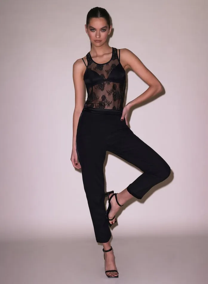 Fleur Du Mal Loungewear Women Unisex Bouquet Lace Tank Black Fleur Du Mal Loungewear Women Unisex Bouquet Lace Tank Black