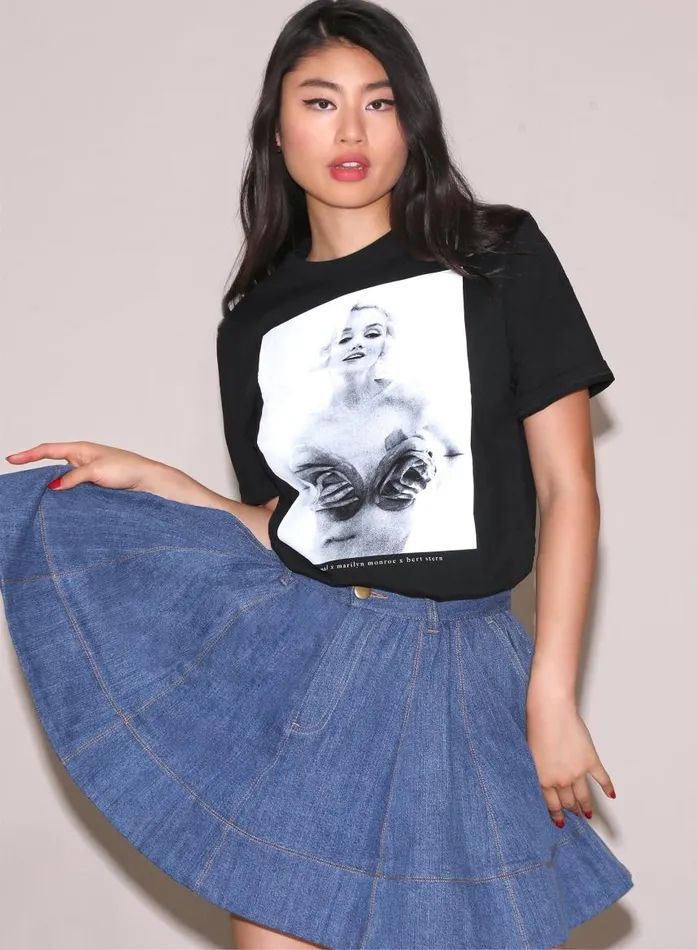 Fleur Du Mal Loungewear Women Unisex Marilyn Roses Tee Black Fleur Du Mal Loungewear Women Unisex Marilyn Roses Tee Black