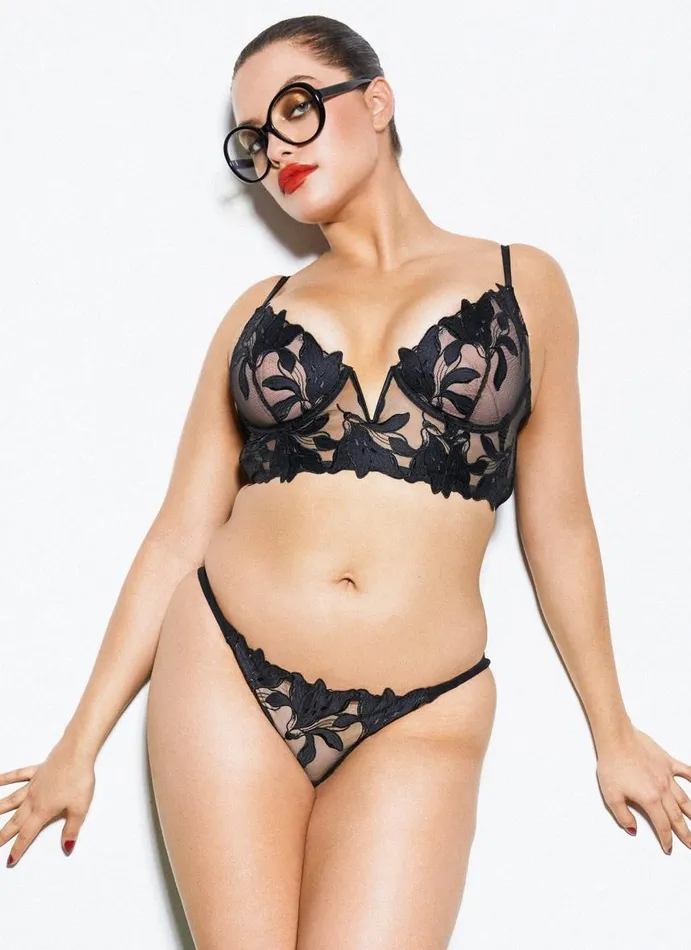 Fleur Du Mal Mastectomy Bra Women Lily Embroidery Cheeky Black Fleur Du Mal Mastectomy Bra Women Lily Embroidery Cheeky Black