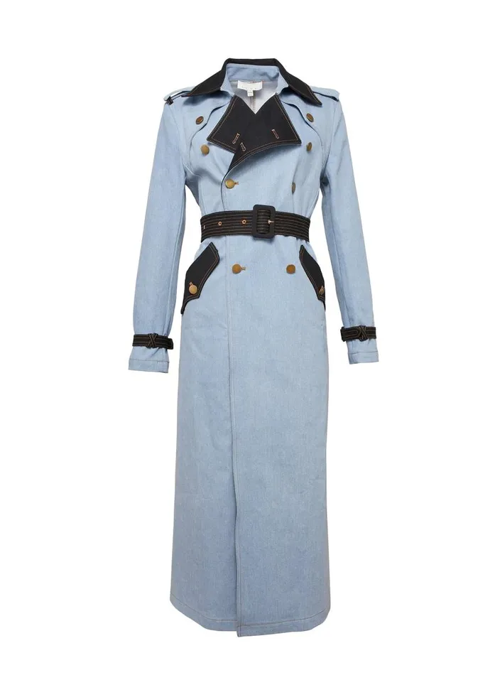 Fleur Du Mal Outerwear Women Denim Trench Coat Black Lightwash Denim Fleur Du Mal Outerwear Women Denim Trench Coat Black Lightwash Denim
