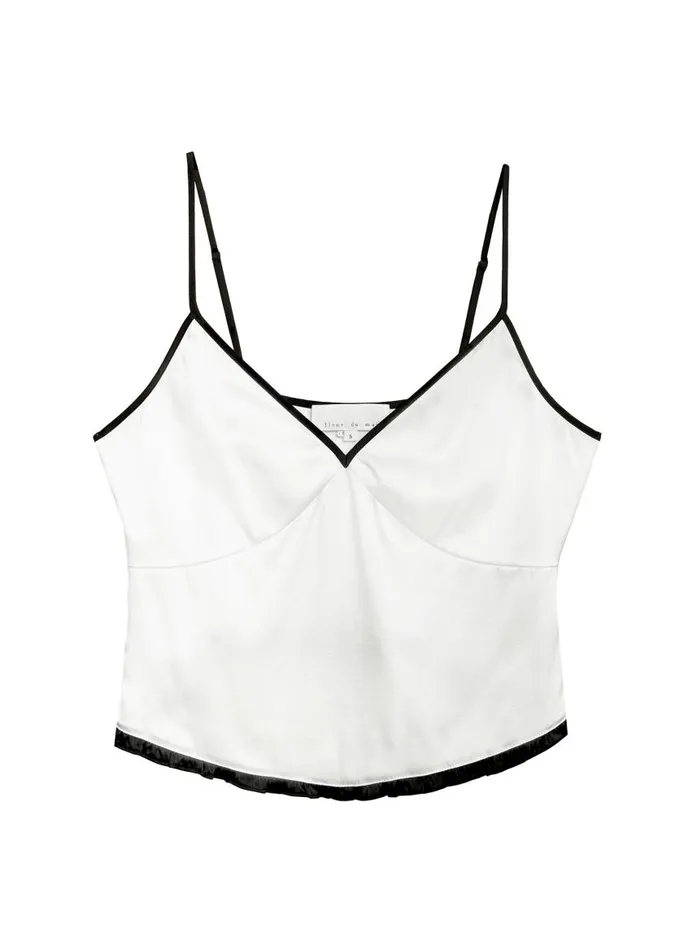 Fleur Du Mal Sleepwear Women Washable Silk Cami Ivoryblack Fleur Du Mal Sleepwear Women Washable Silk Cami Ivoryblack