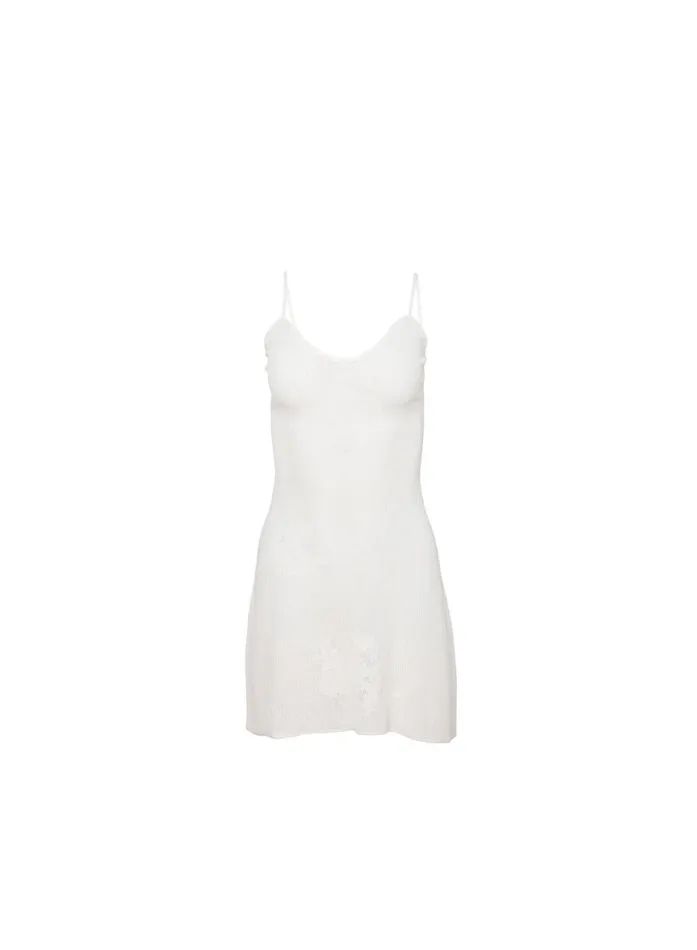 Fleur Du Mal Slips Women Lace Pointelle Mini Dress Ivory Fleur Du Mal Slips Women Lace Pointelle Mini Dress Ivory