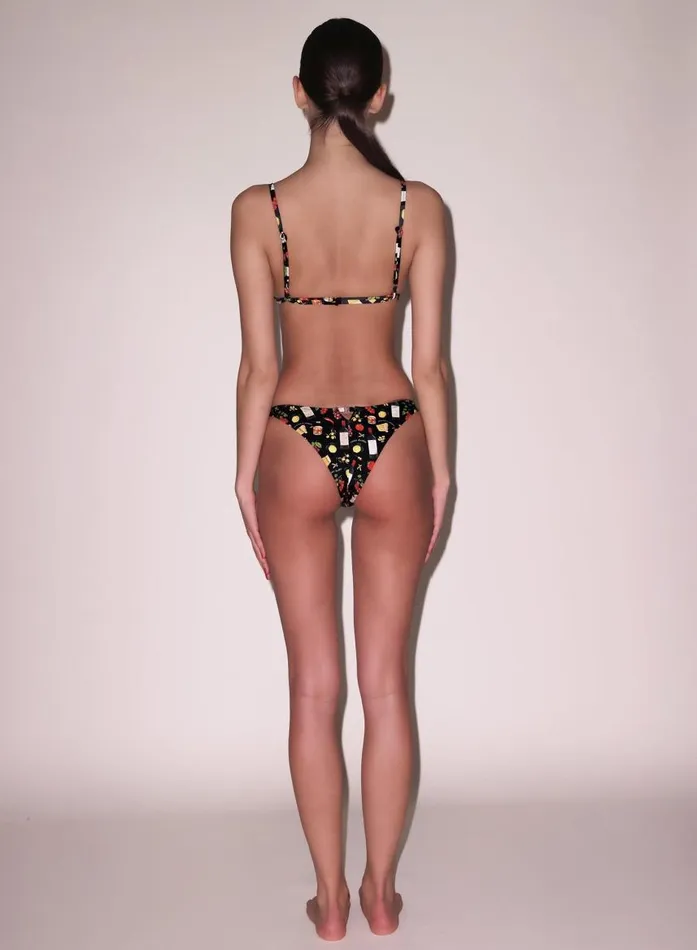 Fleur Du Mal Swim Women Grommet Triangle Bikini Top Black Ciao Amore Print Fleur Du Mal Swim Women Grommet Triangle Bikini Top Black Ciao Amore Print