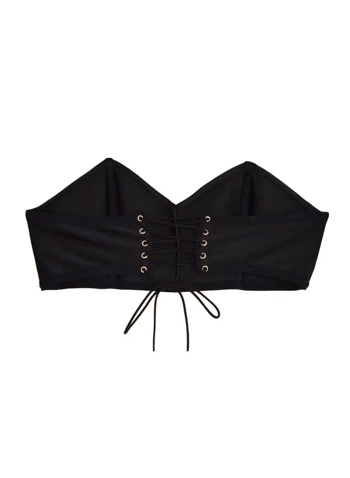 Fleur Du Mal Swim Women Lacing Back Bandeau Black Fleur Du Mal Swim Women Lacing Back Bandeau Black